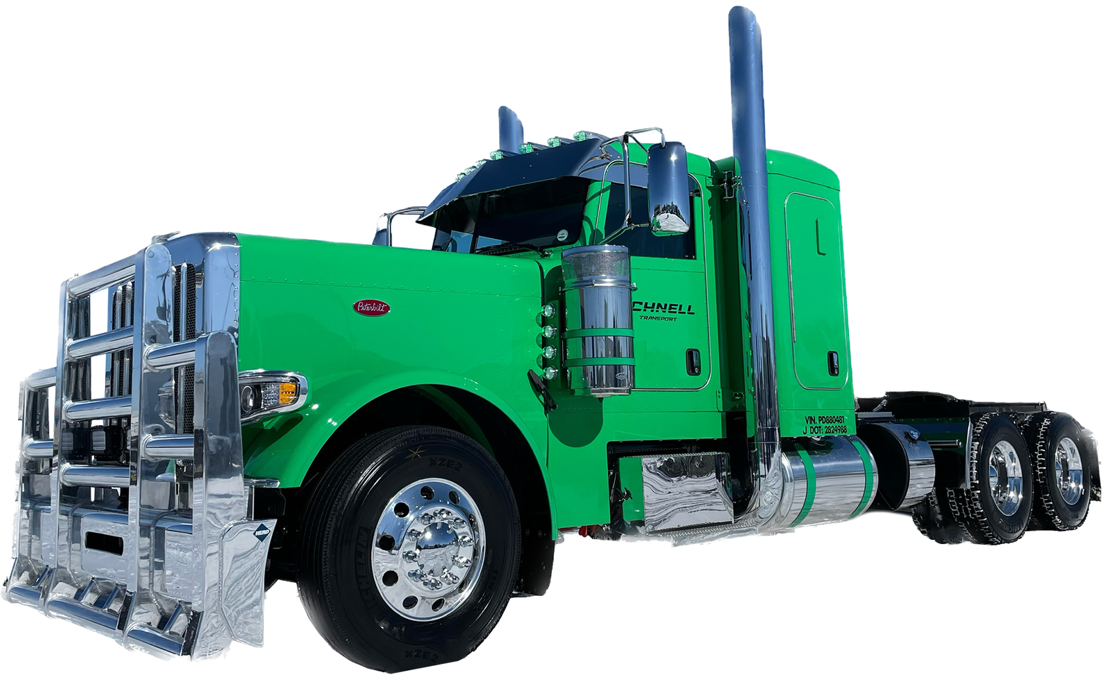 Green Schnell Transport Peterbilt fuel hauling truck used for CDL driver careers and newer equipment recruiting.